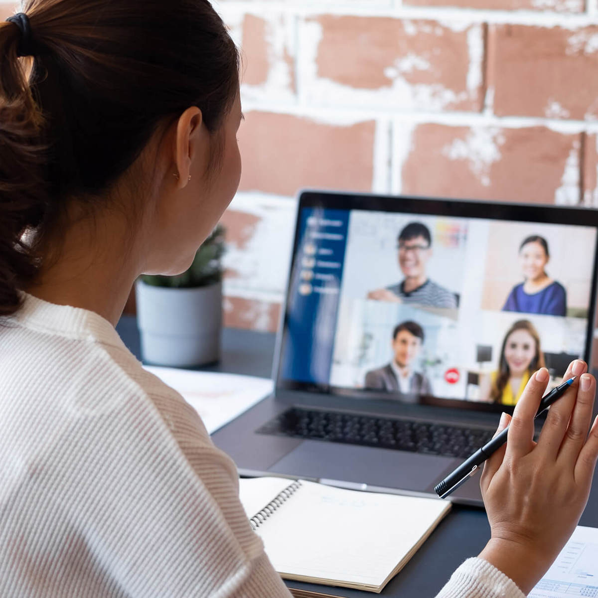Lady attending a webinar event