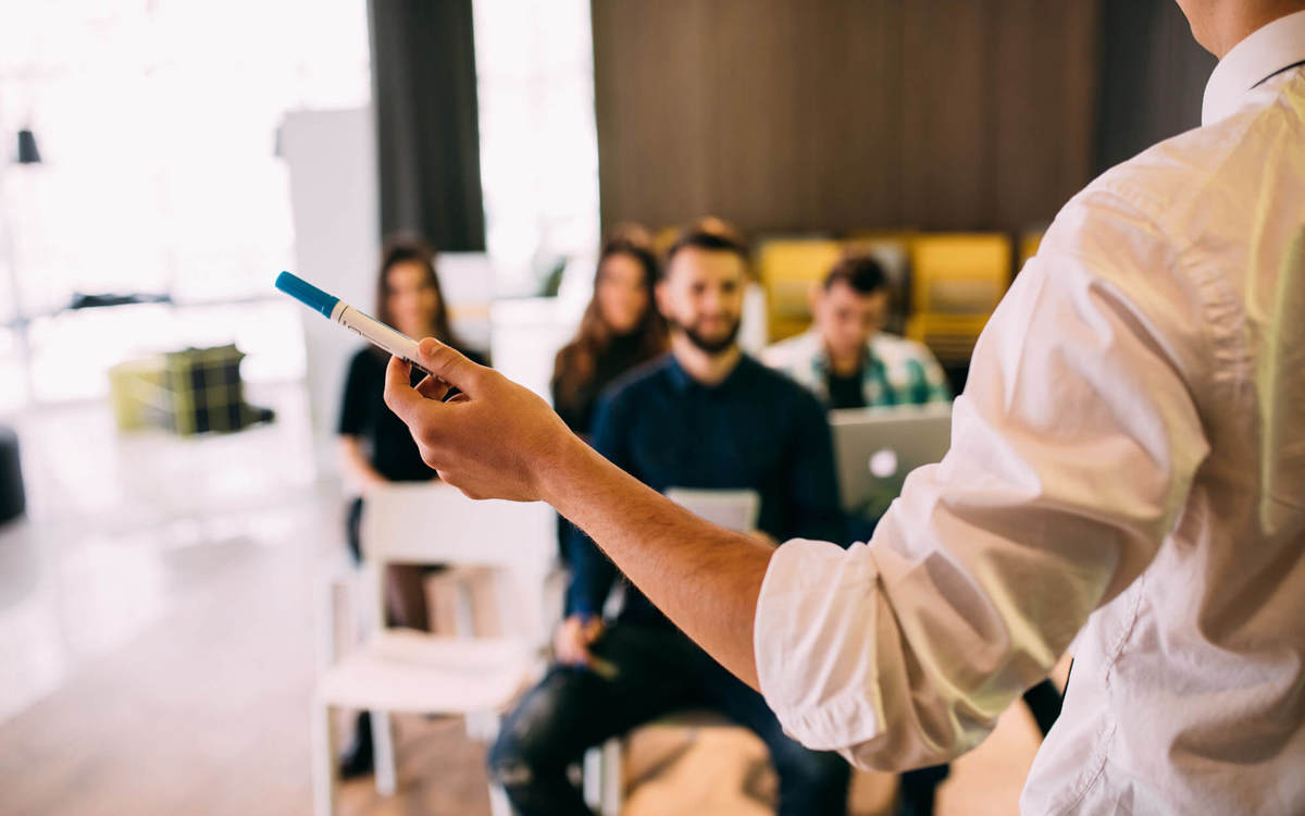 training lecture with blurred background