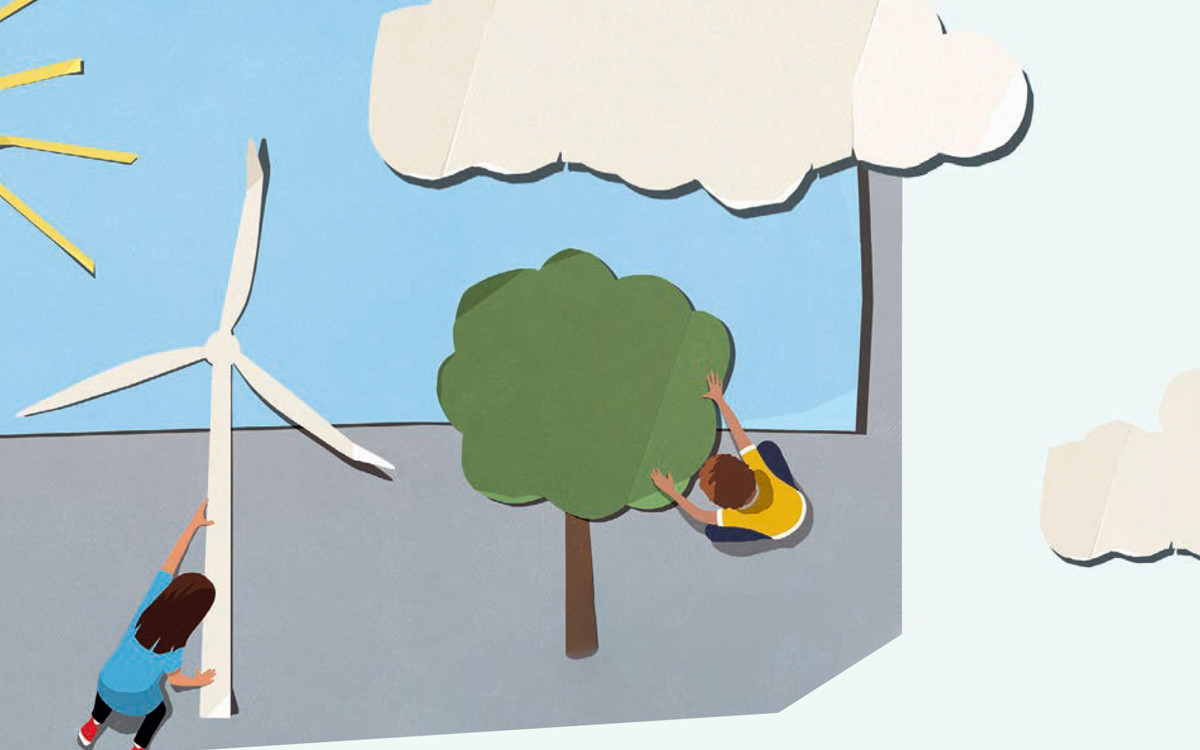 Paper cutouts of children in nature