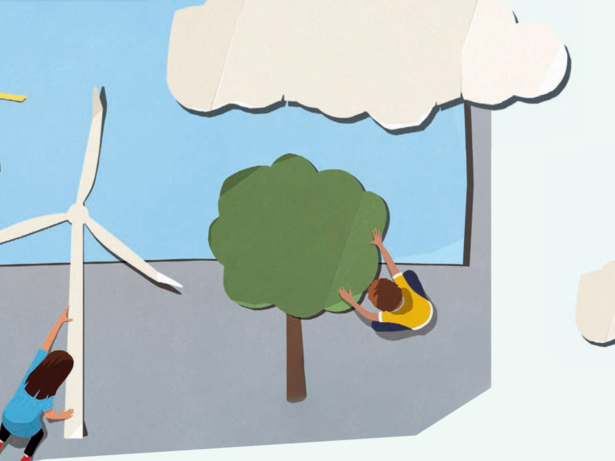 Paper cutouts of children in nature