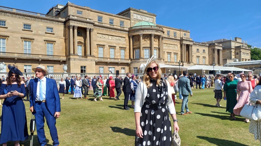Emma Balchin at Buckingham Palace garden party