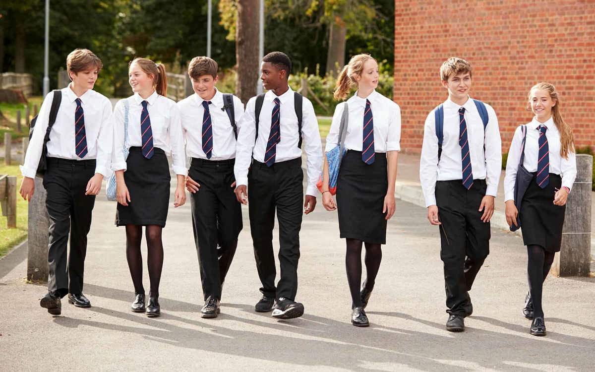 school-environment line of pupils walking together