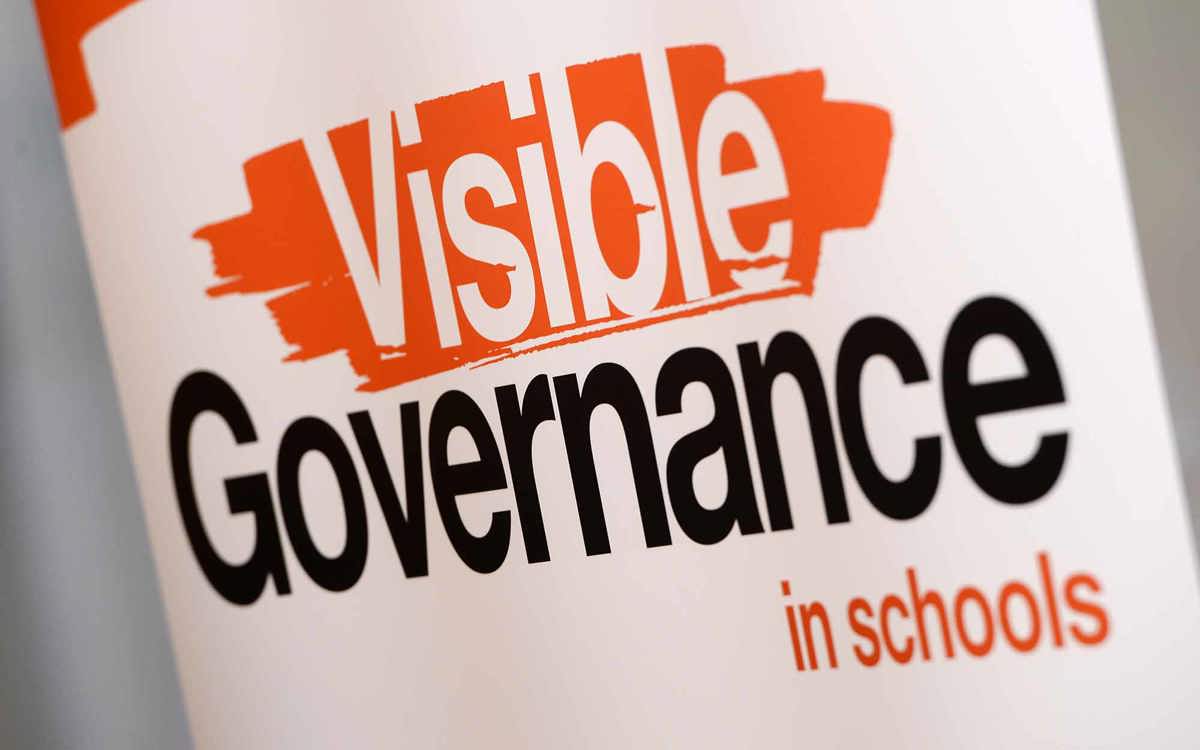 news-views sign saying Visible governance in schools