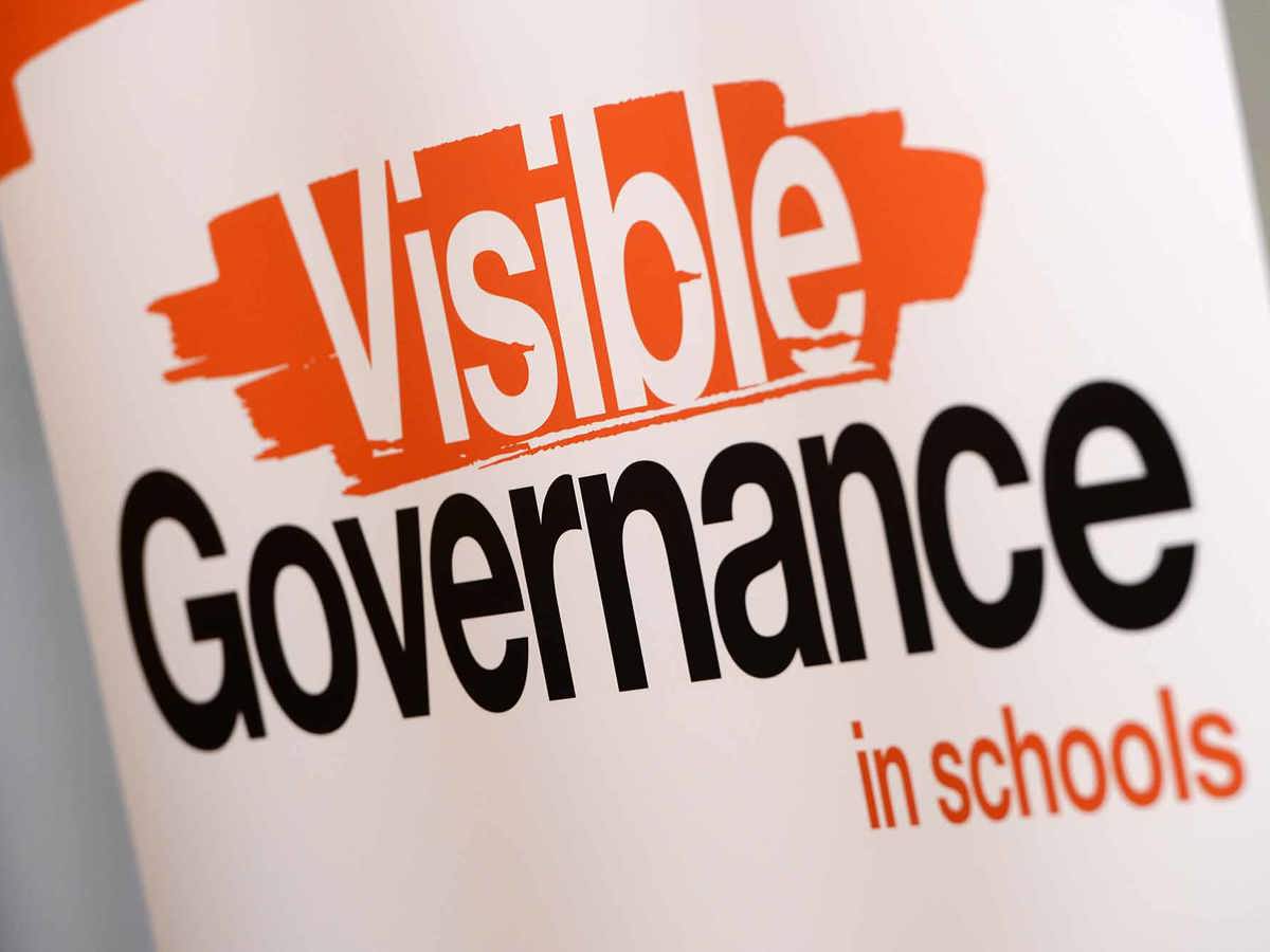news-views sign saying Visible governance in schools