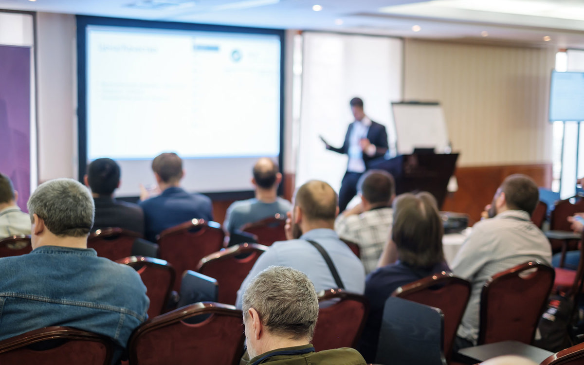 training someone presenting to a large sitting group