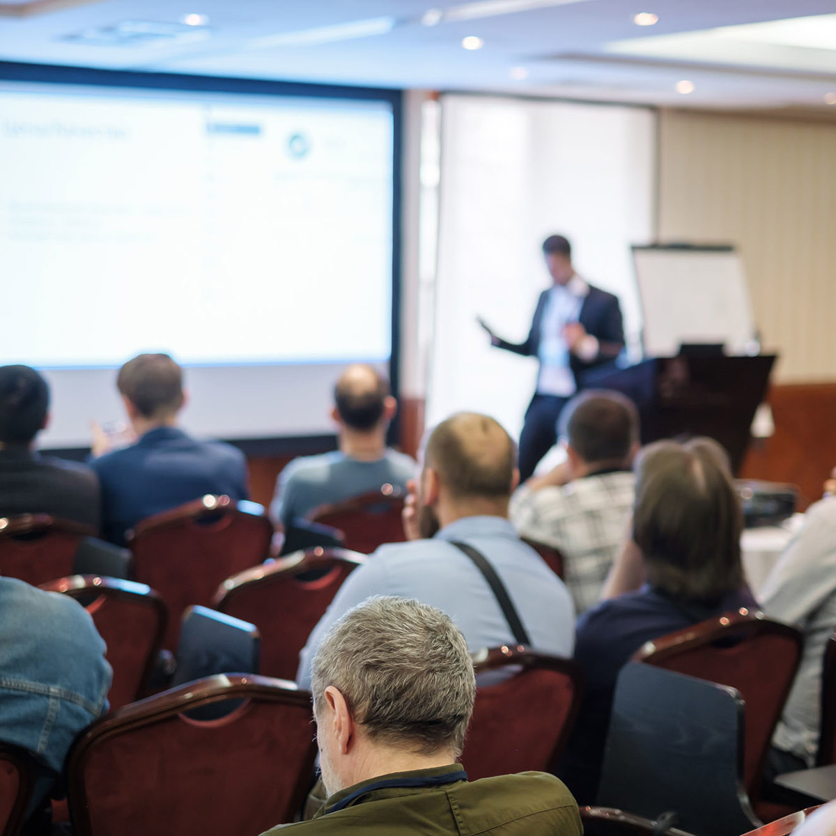 training someone presenting to a large sitting group