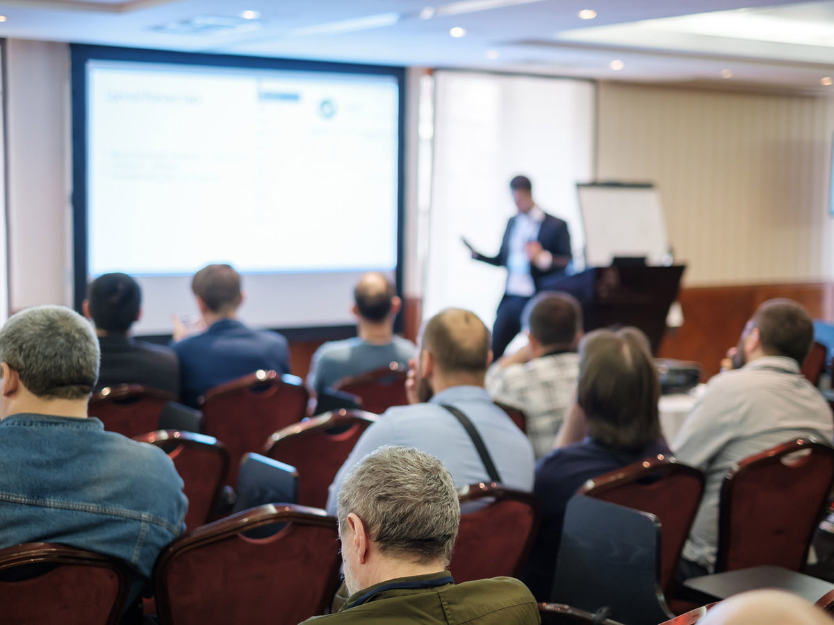 training someone presenting to a large sitting group