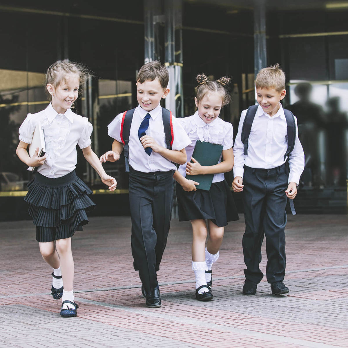 school-environment young pupils walking together