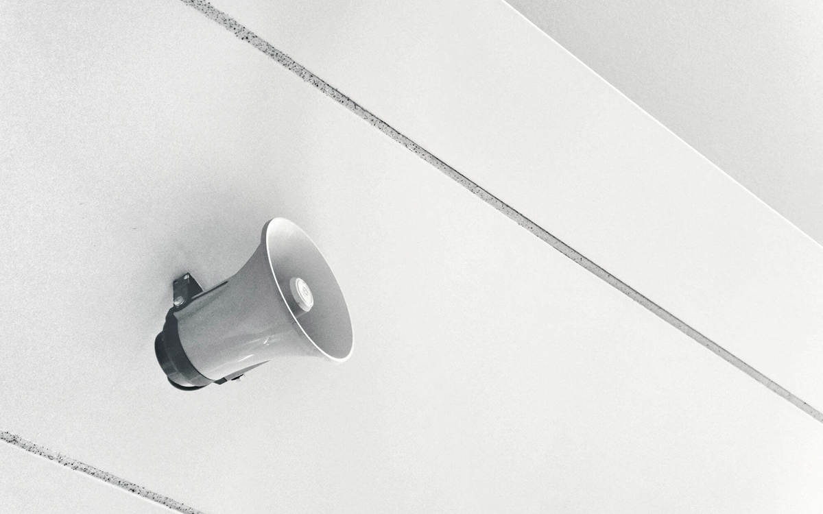 tools-resources siren installed onto a white wall