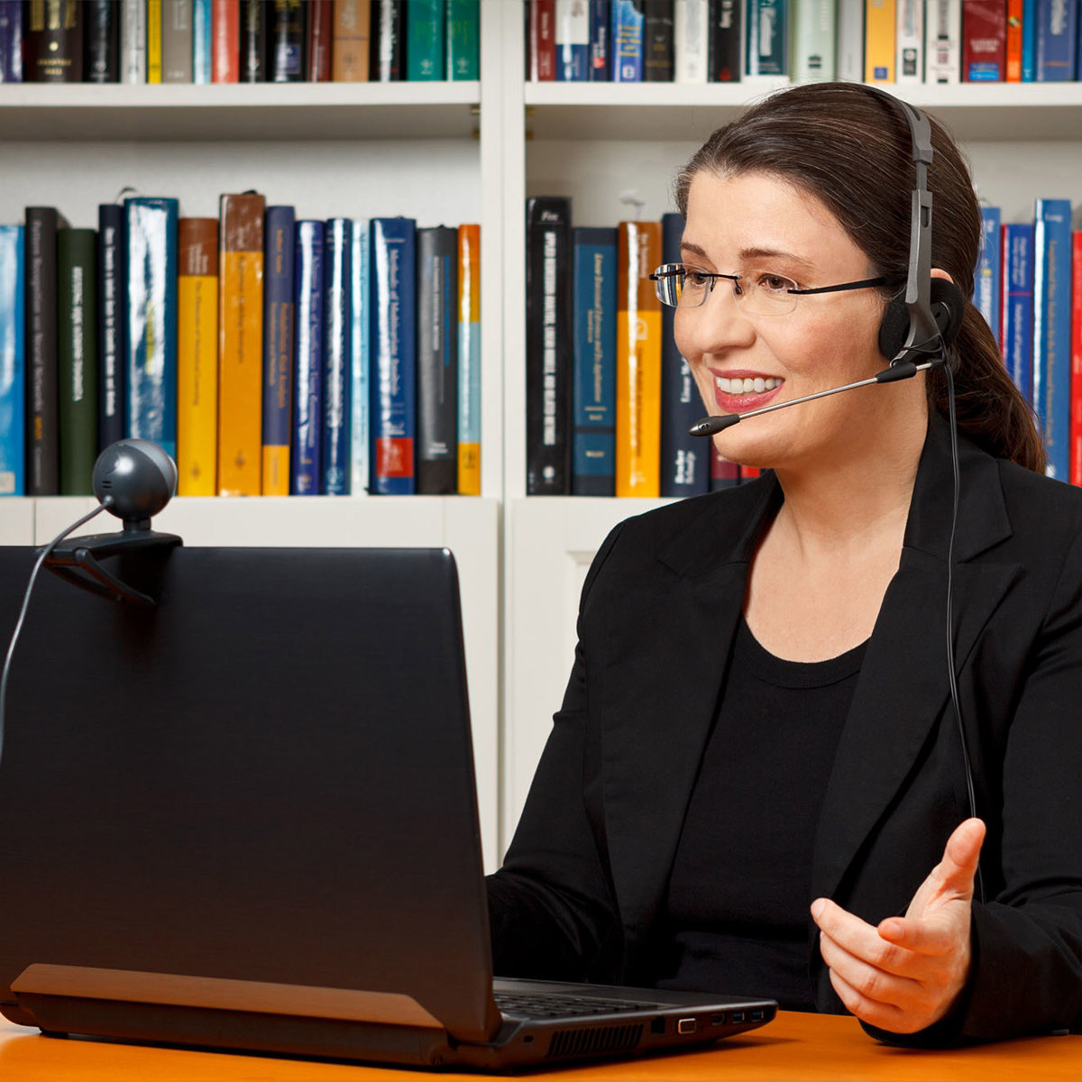 training woman on a video call