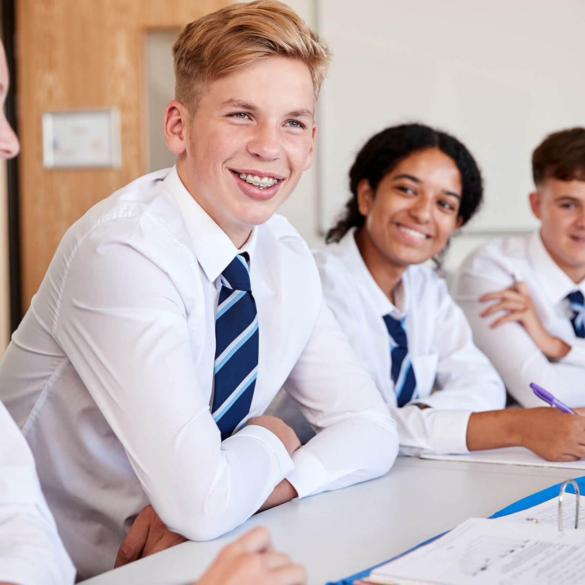 Pupils-learning smiling pupils in class