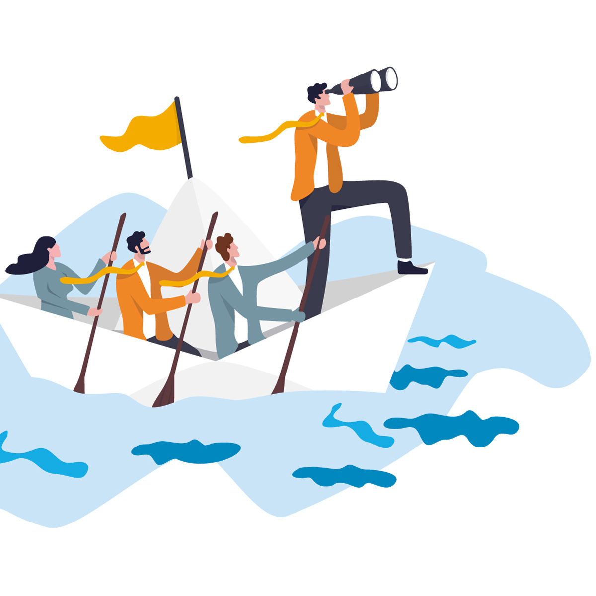 Illustration of people in boat