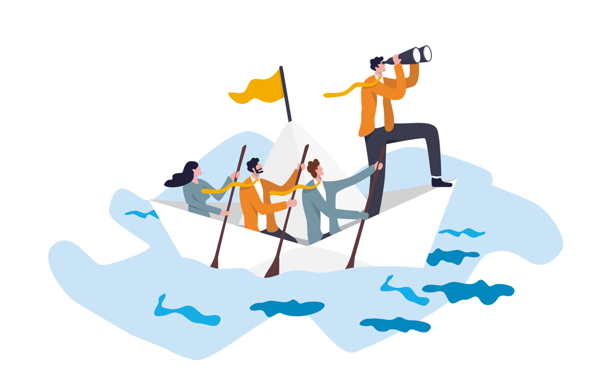 Illustration of people in boat