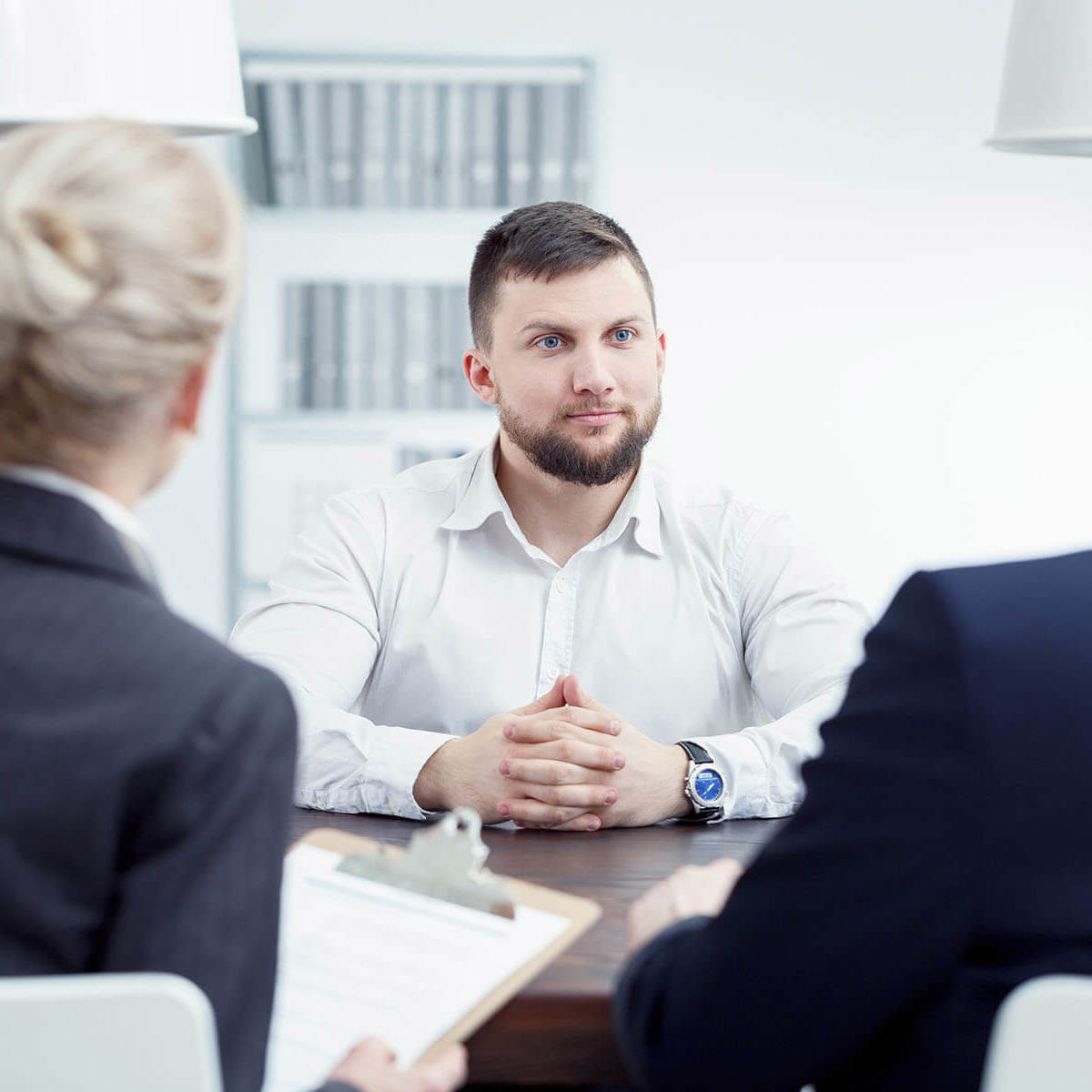 man in a meeting interview