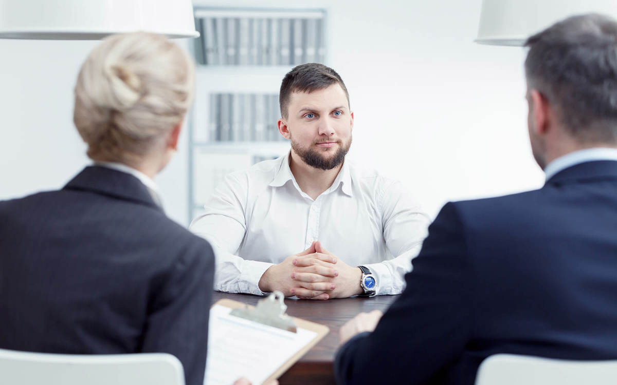 man in a meeting interview