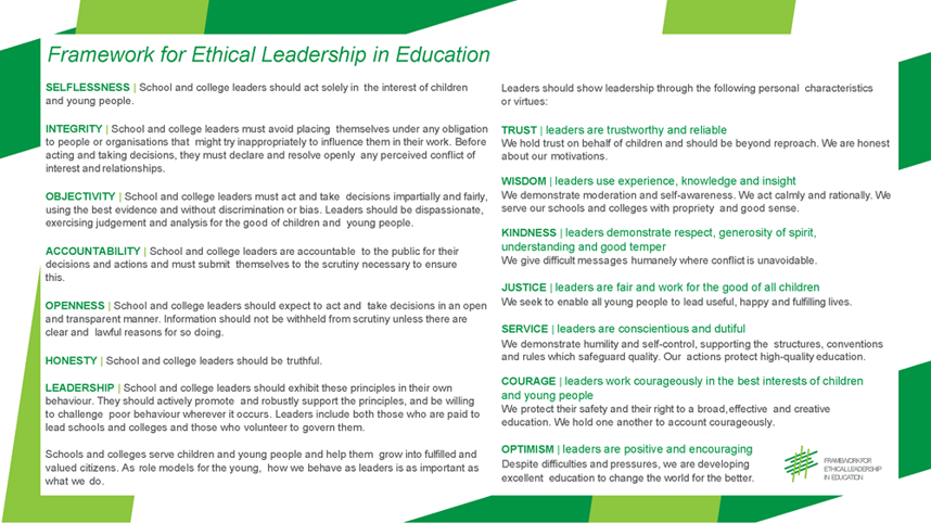 Framework for Ethical Leadership in Education