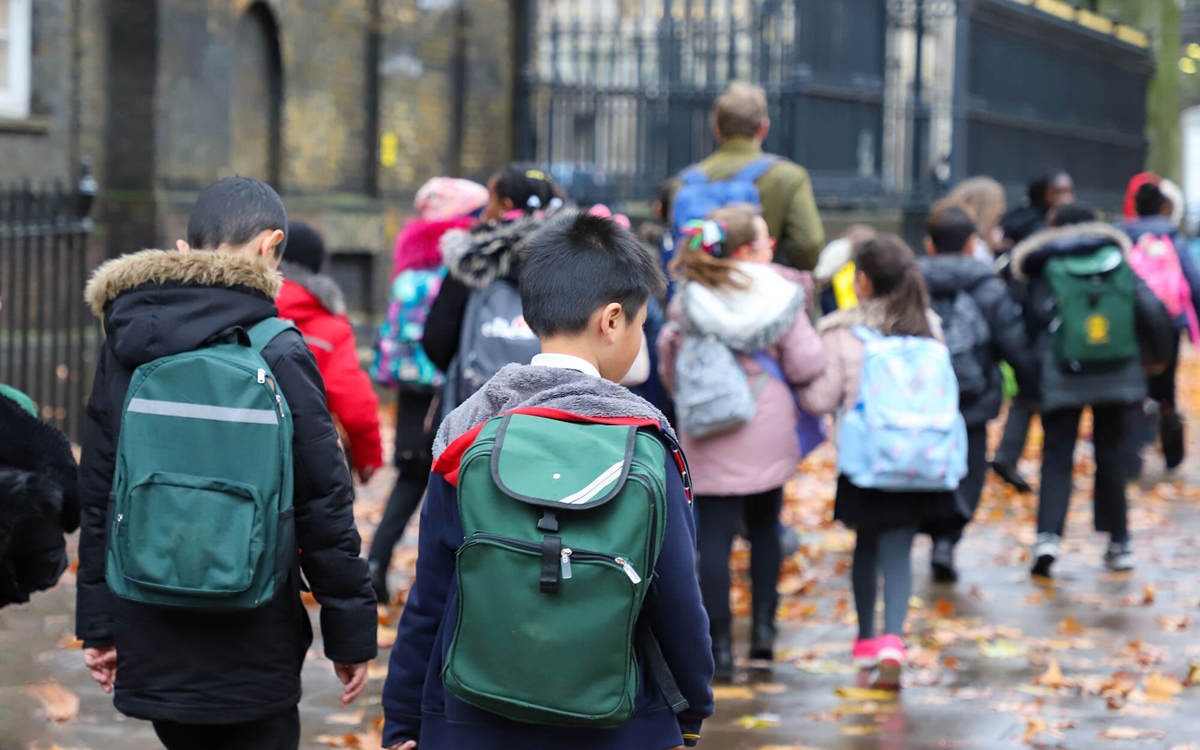 school-environment group of pupils out on a trip