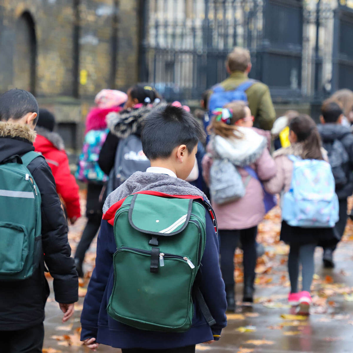 school-environment group of pupils out on a trip