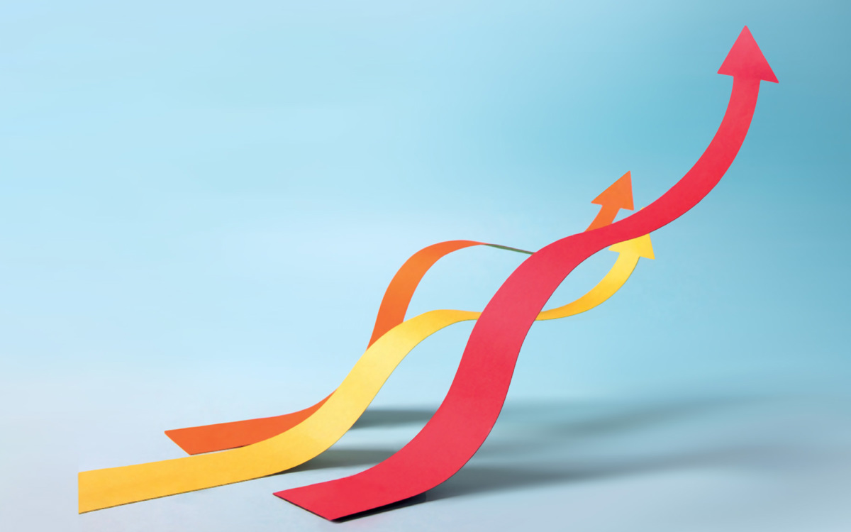 Illustration of arrows moving up