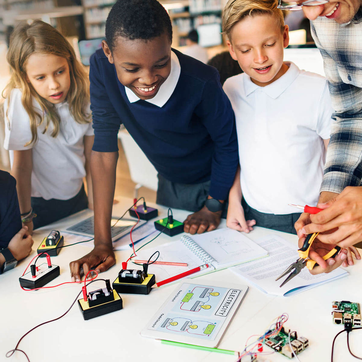 Pupils-learning about electricity and circuits