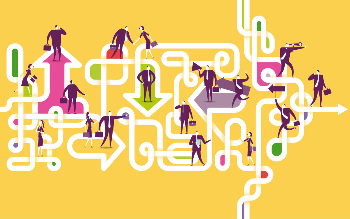 Illustration of tangled pathways